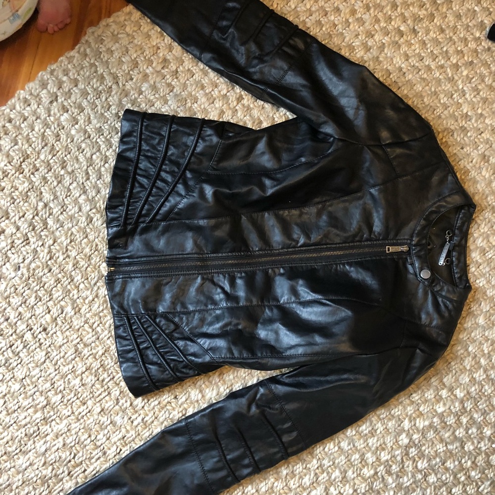 black leather jacket